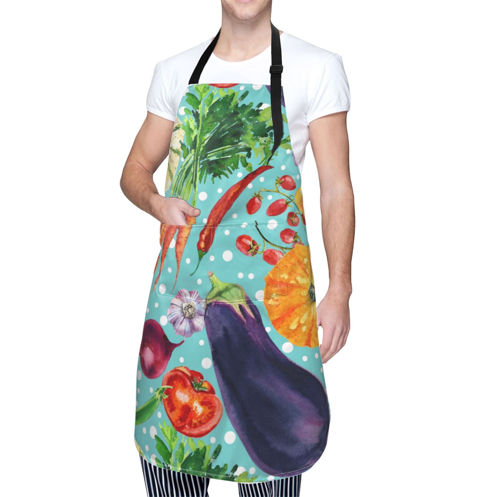Kdxio Vegetable Apron with Pockets Adjustable Kitchen Aprons for Men Women Waterproof Aprons for Cooking,Drawing,Crafting, Baking Household Cleaning