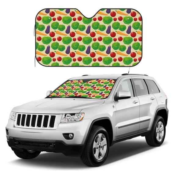 Kdxio Vegetable Print Windshield Sun Shade, Foldable Sun Blocker for Car,Truck,SUV Automotive Interior Sun Protection,Reflective Shade for Front Windshield(Small)