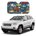 thumbnail image 1 of Kdxio Vehicles Cartoon with Funny Drivers Print Windshield Sun Shade, Foldable Sun Blocker for Car,Truck,SUV Automotive Interior Sun Protection,Reflective Shade for Front Windshield(Small), 1 of 7