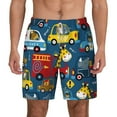 Kdxio Vehicles Cartoon With Funny Drivers Print Men'S Swim Trunks With