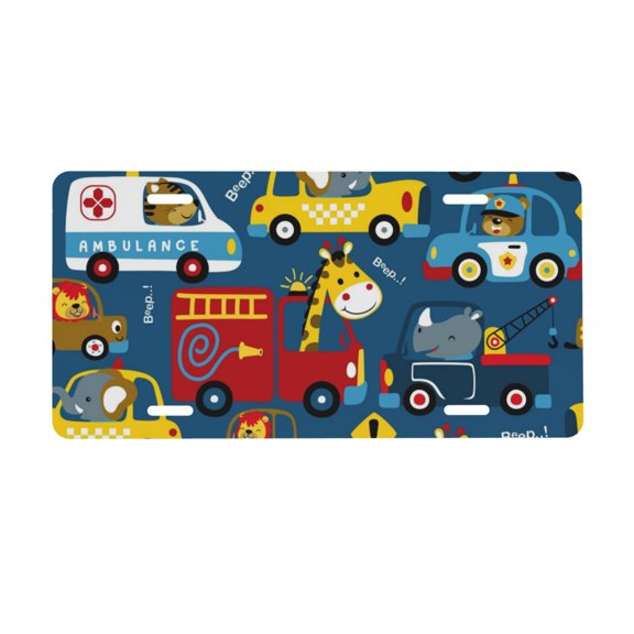 Kdxio Vehicles Cartoon with Funny Drivers License Plate Car Front License Plate Car Decoration Car Accessories Front Tag Plate Standard Size