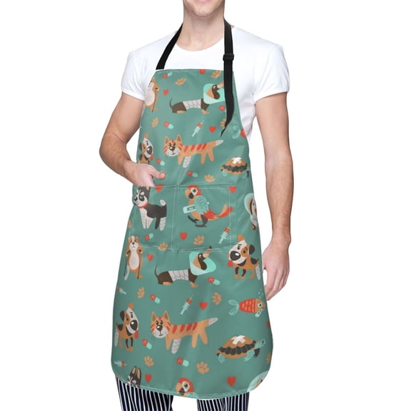 Kdxio Veterinary Clinics Apron with Pockets Adjustable Kitchen Aprons for Men Women Waterproof Aprons for Cooking,Drawing,Crafting, Baking Household Cleaning