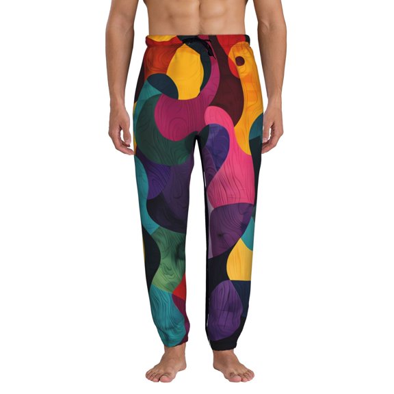 Kdxio Vibrant Abstract Flow Pattern Joggers,Sweatpants for Men with Pockets-3X-Large