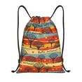 thumbnail image 1 of Kdxio Vibrant Autumn Forest Hues Print Drawstring Backpack Bag,Waterproof Draw String Back Sack, Gym Drawstring Bags Swim Bag For Unisex, 1 of 5