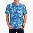 thumbnail image 1 of Kdxio Vibrant Blue Floral Print Men's Short Sleeve Polo Shirt,Midweight Men's Shirt-Medium, 1 of 5
