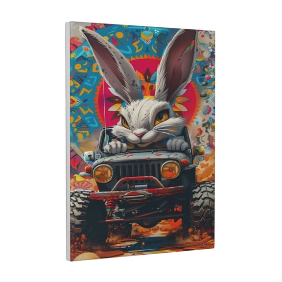 Kdxio Vibrant Bunny Ride Pattern Canvas Wall Art 12x16 Inches - Waterproof HD Print Solid Wood Frame for Living Room & Bathroom,Vertical