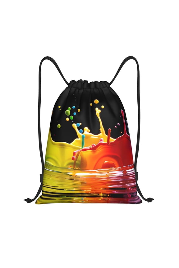 Vibrant Color Splash Print Drawstring Backpack Bag,Waterproof Draw String Back Sack, Gym Drawstring Bags Swim Bag For Unisex
