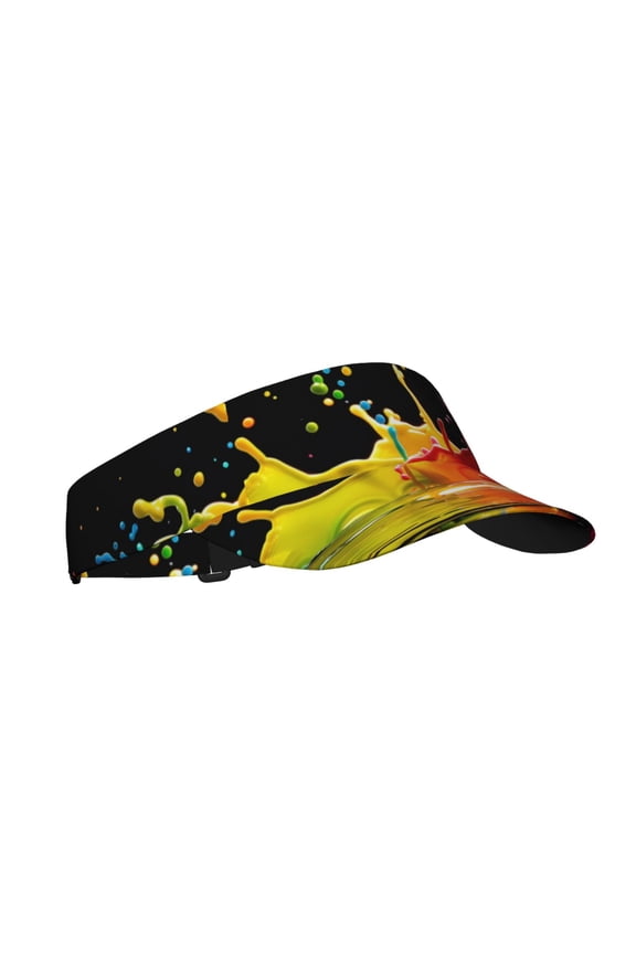 Vibrant Color Splash Print Sun Visor Hat Golf Visor Adjustable Velcro Outdoor Sports Cap for Men Women