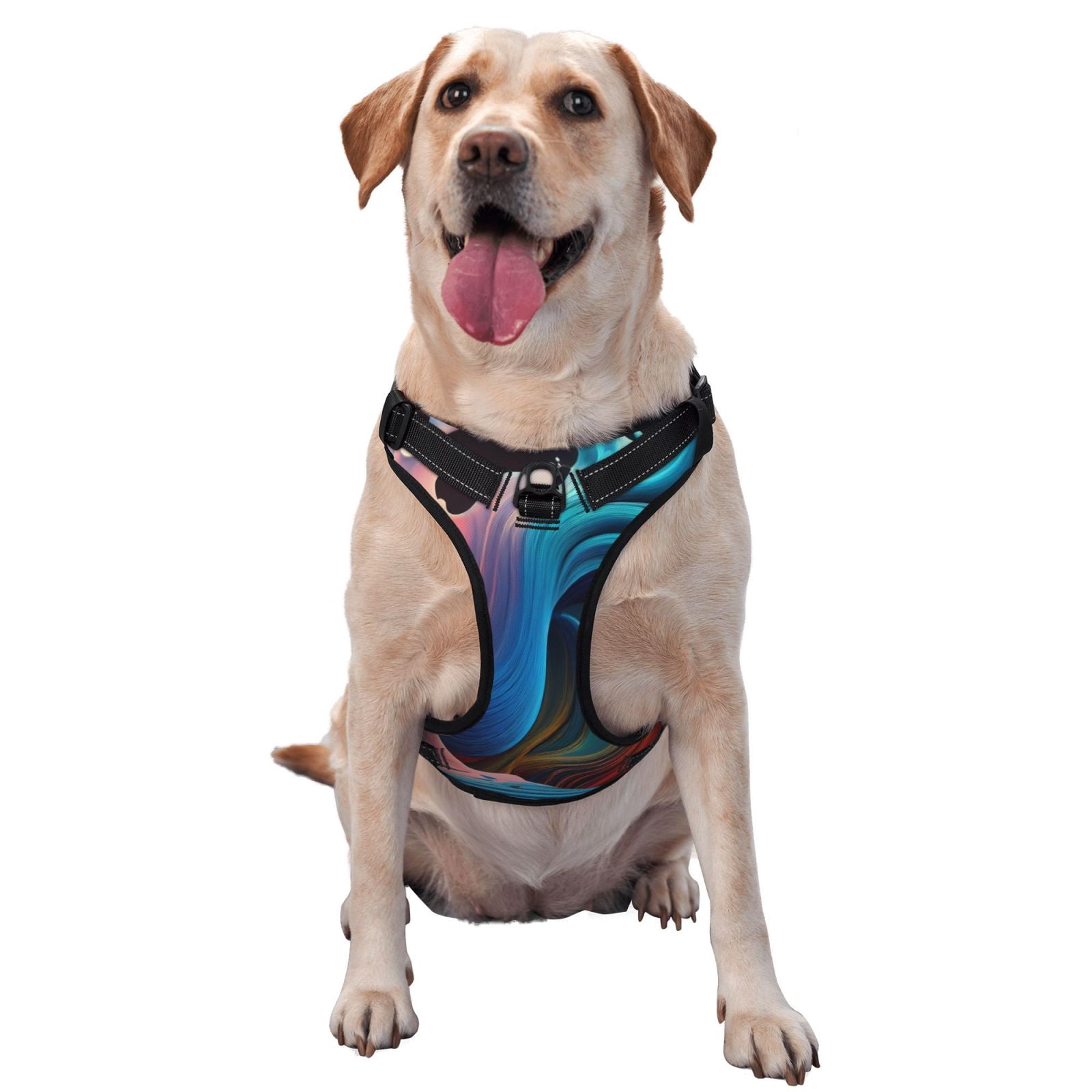 Kdxio Vibrant Fluid Motion Art Print No Pull Dog Harness Adjustable Reflective Oxford Easy Control Medium Large Dog Harness for Training and Everyday-Large