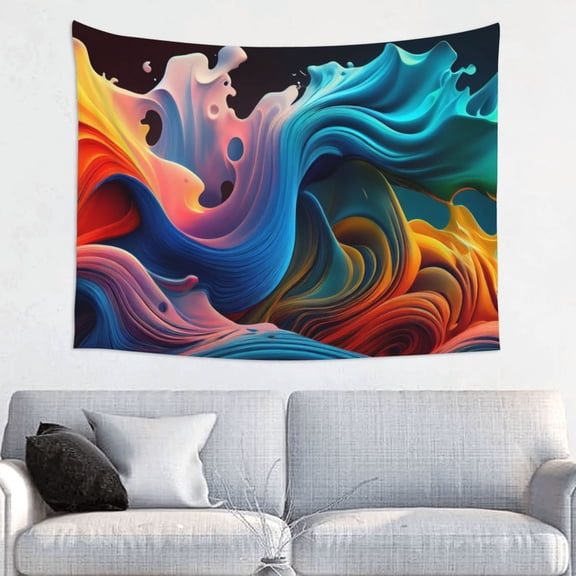 Kdxio Vibrant Fluid Motion Art Wall Hanging Tapestries Banner For Bedroom College Dorm Home Living Room Party Decor 29X37 In