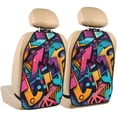 thumbnail image 1 of Kdxio Vibrant Graffiti Urban Art Print 2 Pack Car Kick Mat Seat Cover Back Protector Mat with Pockets for Organizer Backseat Protector and Storage Anti Kick Pad for Vehicles, 1 of 6