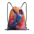 thumbnail image 1 of Kdxio Vibrant Hummingbird Watercolor Art Print Drawstring Backpack Bag,Waterproof Draw String Back Sack, Gym Drawstring Bags Swim Bag For Unisex, 1 of 5