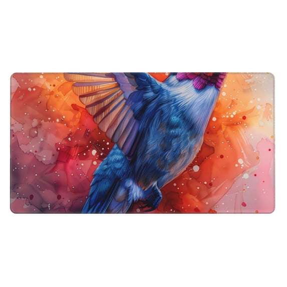 Kdxio Vibrant Hummingbird Watercolor Art Print Large Gaming Mouse Pad,Non-Slip Base,Water Resist Keyboard Pad for Gamer,Office & Home,29.5 x 15.8 in