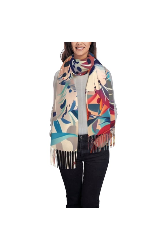 Vibrant Leopard In Flowers Women's Scarf Womens Winter Scarf, Fashion Scarfs for Women, Shawls and Wraps, Long Blanket Scarf