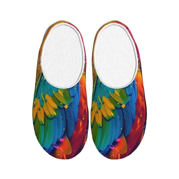 Kdxio Vibrant Parrot Splash Art Women's Men's Slippers Plush Slip-On House Slipper for Winter Indoor Soft Cushion Non-slip Fluffy Slides Slippers-46/47
