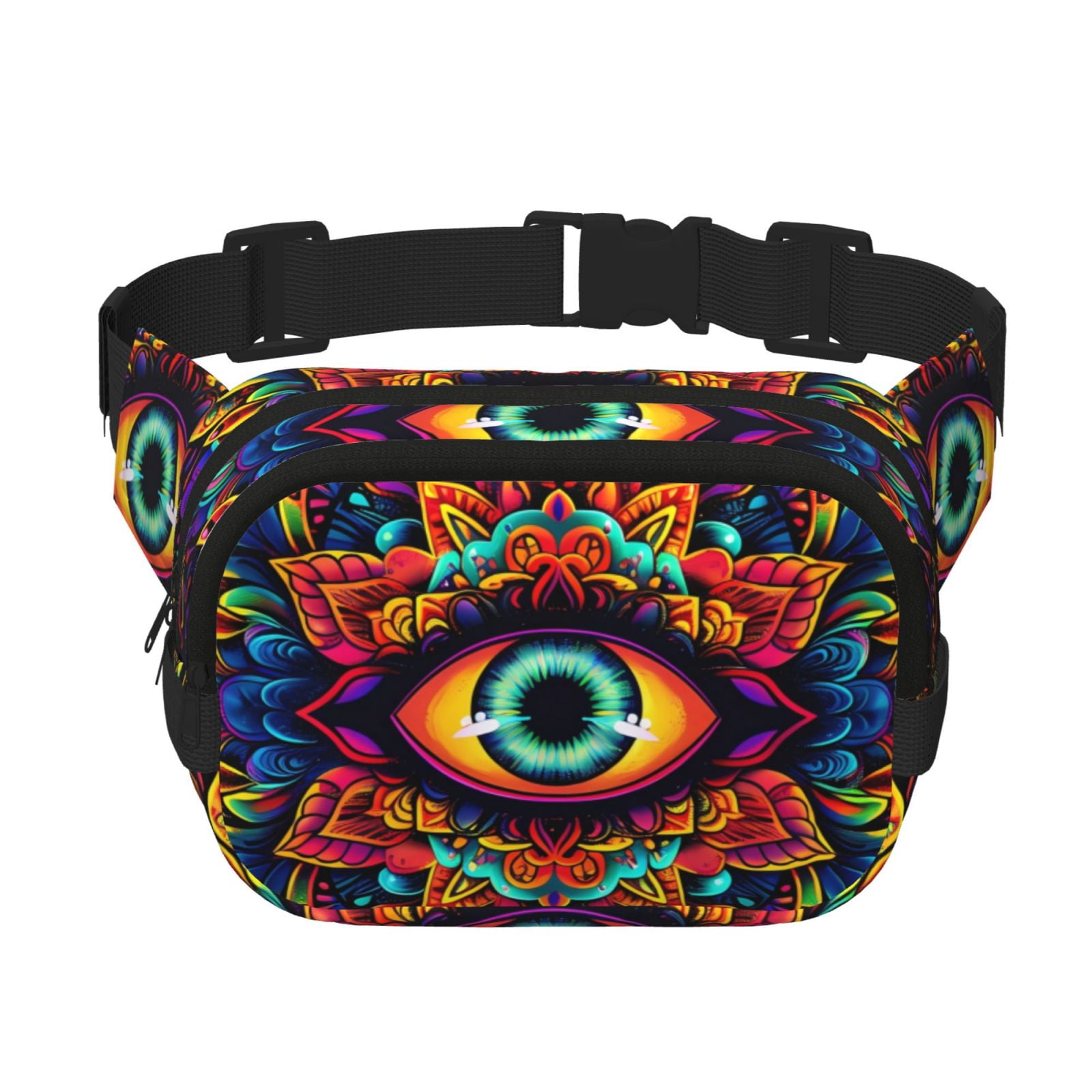 Kdxio Vibrant Psychedelic Eye Crossbody Double Layer Waist Bag Belt Bag for Unisex Fanny Pack Fashion Waist Packs for Hiking Running Shopping Traveling