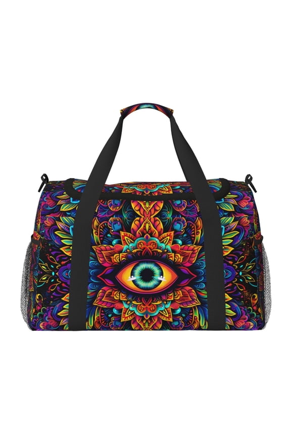 Vibrant Psychedelic Eye Travel Duffel Bag Gym Bag Weekender Travel Bag Gym Bag for Women &Men Airplane Travel Essentials for Flying