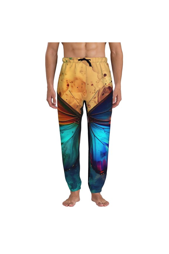 Vibrant Rainbow Butterfly A Pattern Joggers,Sweatpants for Men with Pockets-Medium