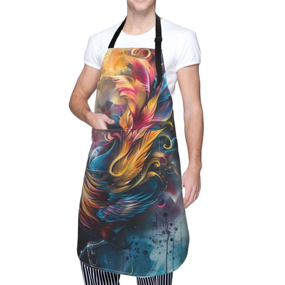 Kdxio Vibrant Rooster Painting Apron with Pockets Adjustable Kitchen Aprons for Men Women Waterproof Aprons for Cooking,Drawing,Crafting, Baking Household Cleaning