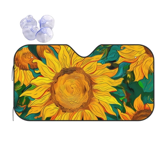 Kdxio Vibrant Sunflower Painting Print Front Windshield Sun Shade,Folding Auto Sunshade for Car Truck SUV-Small