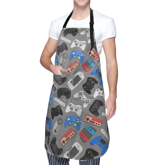 Kdxio Video Game Apron with Pockets Adjustable Kitchen Aprons for Men Women Waterproof Aprons for Cooking,Drawing,Crafting, Baking Household Cleaning