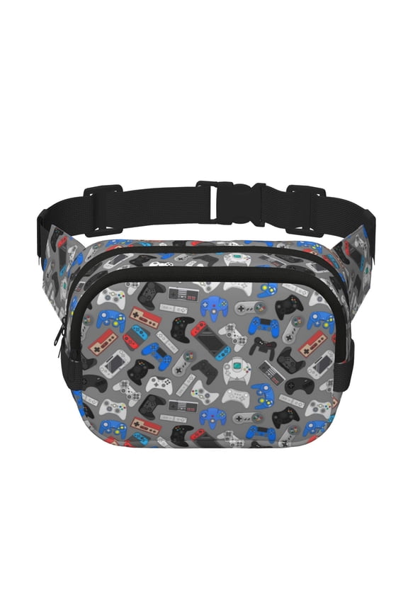 Video Game Crossbody Double Layer Waist Bag Belt Bag for Unisex Fanny Pack Fashion Waist Packs for Hiking Running Shopping Traveling