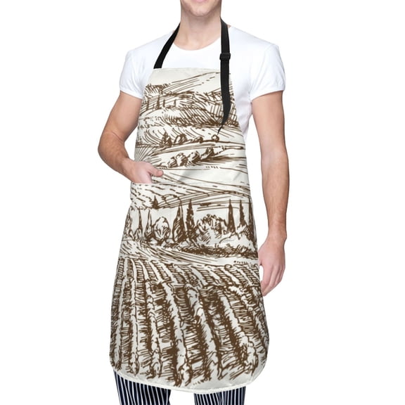 Kdxio Vineyard Landscape 1 Apron with Pockets Adjustable Kitchen Aprons for Men Women Waterproof Aprons for Cooking,Drawing,Crafting, Baking Household Cleaning