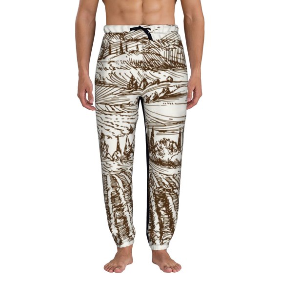 Kdxio Vineyard Landscape 1 Pattern Joggers,Sweatpants for Men with Pockets-Medium