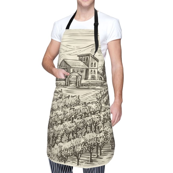 Kdxio Vineyard Landscape Apron with Pockets Adjustable Kitchen Aprons for Men Women Waterproof Aprons for Cooking,Drawing,Crafting, Baking Household Cleaning