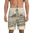 thumbnail image 1 of Kdxio Vineyard Landscape Print Mens Sleep Shorts Bottoms Soft Comfy Pajama Wear Pants with Drawstring Pockets, 1 of 7