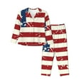 Kdxio Vintage American Flag Women's Pajama Sets Long Sleeve Button Down