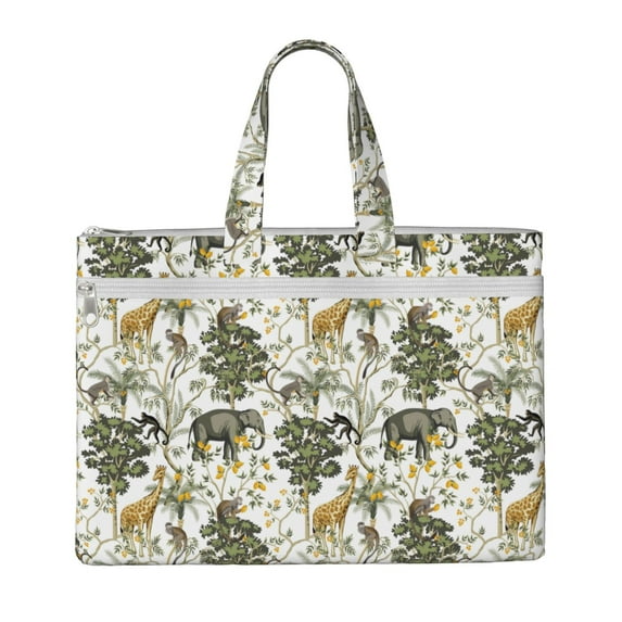 Kdxio Vintage Animals Palm Tree File Tote Document Bag Business Briefcase Bag Document Organizer Tote Briefcase for Letter A4 Files Business Teacher Office Bag