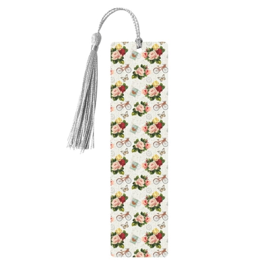 Kdxio Vintage Bike Flower Butterfly Print Metal Tassel Bookmarks,Perfect Gift for Art Lovers and Bookworms Metal Bookmarks for Women