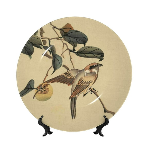 Kdxio Vintage Bird Bone China Decorative Plate Ceramic Decorative Plate for Home Office Wall Stand Decorative Plates for Home Bedroom-7in