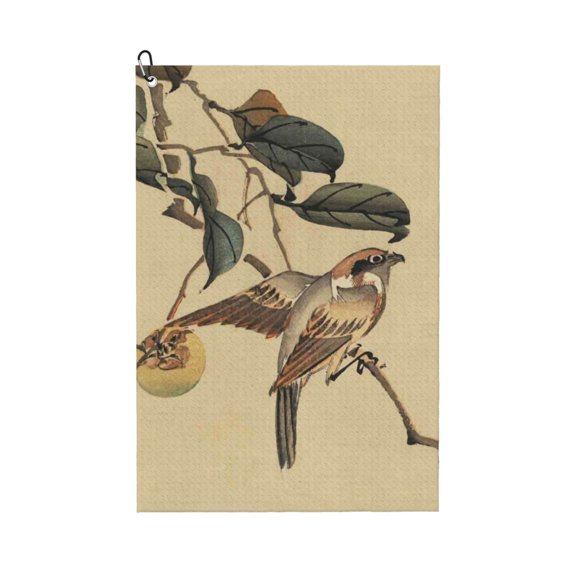Kdxio Vintage Bird Pattern Golf Towel (24" X 16") with Carabiner Clip - The Convenient Golf Cleaning Towel
