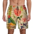 thumbnail image 1 of Kdxio Vintage Bird Print Men'S Swim Trunks With Compression Liner 7 Inch Inseam Quick Dry Swim Shorts, 1 of 7