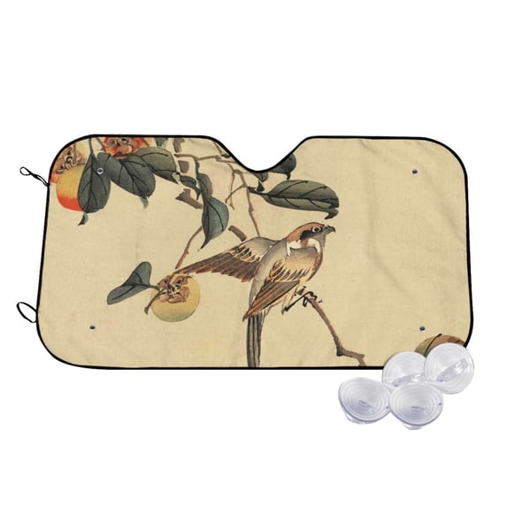 Kdxio Vintage Bird Print Windshield Sun Shade,UV Rays and Sun Heat Protection,Sunshade for Car Windshield,Car Shade Front Windshield - Medium