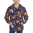 thumbnail image 1 of Kdxio Vintage Blue Fox Family Pattern Boys Athletic Unisex Boys Girls Hoodie with Pocket Sweatshirts-Large, 1 of 6