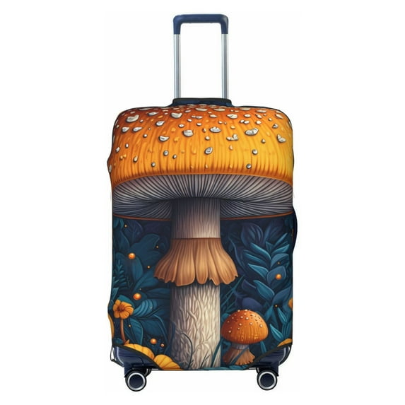 Kdxio Vintage Blue Leaf Mushroom Pattern Luggage Cover for Travel,Elastic and Durable,Fits 18-32 Inch,Anti-Scratch Suitcase Protector-No luggage included