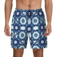 thumbnail image 1 of Kdxio Vintage Blue Print Men's Swim Trunks with Compression Liner 7 Inch Inseam Quick Dry Swim Shorts, 1 of 7