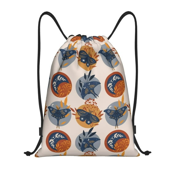 Kdxio Vintage Botanical Butterfly Art Print Drawstring Backpack Bag,Waterproof Draw String Back Sack, Gym Drawstring Bags Swim Bag For Unisex
