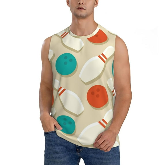 Kdxio Vintage Bowling for Men's Muscle T-shirt,Sleeveless for Workout Running Athletic Gym Lounge Casual