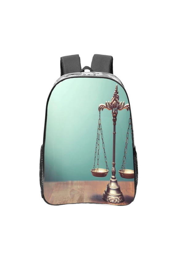 Vintage Brass Balance Scale Clear Backpack, Transparent Bookbag for School for Women Men, Capacity Clear Bag for College, Travel