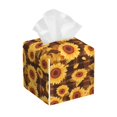 thumbnail image 1 of Kdxio Vintage Brown Plaid Sunflower Print Tissue Box Cover,Square Decorative PU Leather Facial Paper Case Organizer Holder Dispenser for Bathroom,Night Stands,Desk,Car 5.2''X5.2''X5.2'', 1 of 6