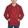 thumbnail image 1 of Kdxio Vintage Burgundy Pattern Boys Athletic Unisex Boys Girls Hoodie with Pocket Sweatshirts-X-Large, 1 of 6