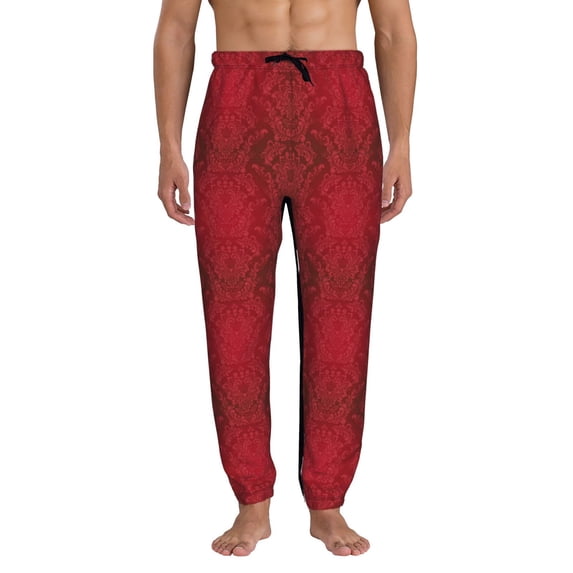 Kdxio Vintage Burgundy Pattern Joggers,Sweatpants for Men with Pockets-3X-Large