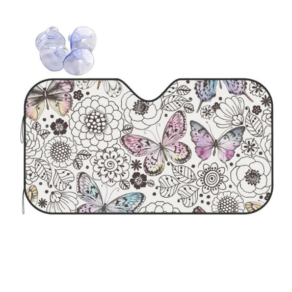 Kdxio Vintage Butterflies Print Front Windshield Sun Shade,Folding Auto Sunshade for Car Truck SUV-Small