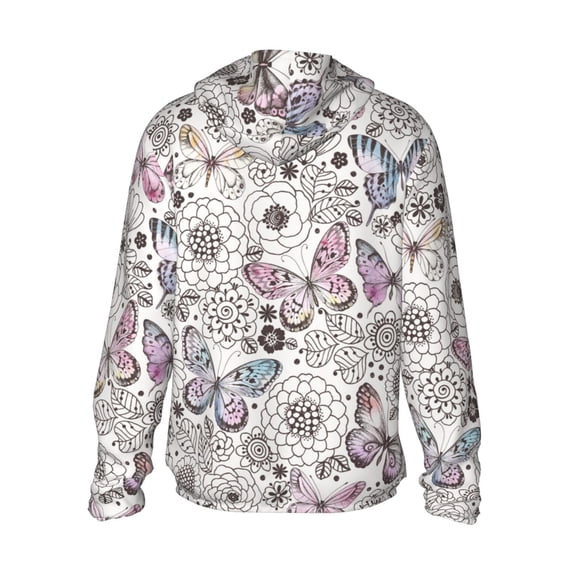 Kdxio Vintage Butterflies Print Women Men Sun Protection UPF 50+ Jackets Zip Up Long Sleeve Hoodie Hiking Lightweight with Pockets