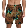 thumbnail image 1 of Kdxio Vintage Butterfly Green Print Men'S Swim Trunks With Compression Liner 7 Inch Inseam Quick Dry Swim Shorts, 1 of 7