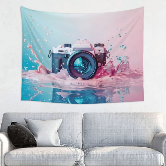 Kdxio Vintage Camera Splash Art Wall Hanging Tapestries Banner For Bedroom College Dorm Home Living Room Party Decor 29X37 In